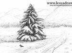 Как нарисовать елку в снегу