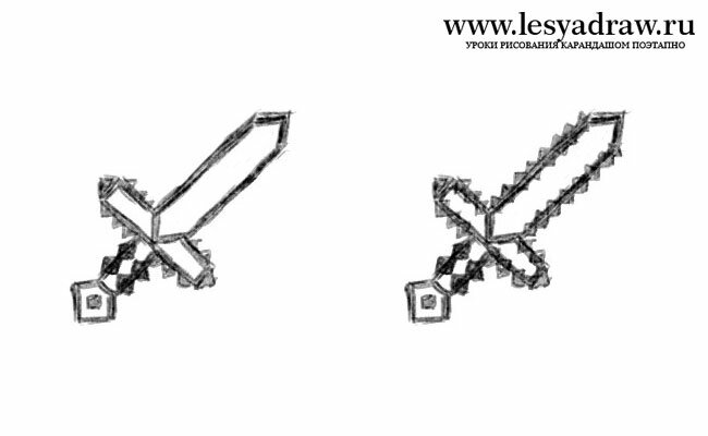 Как нарисовать алмазный меч из Майнкрафт 