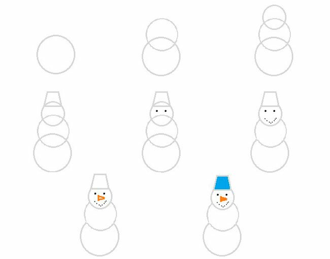 Как нарисовать снеговика ребенку