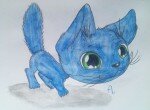 Как нарисовать синего котенка