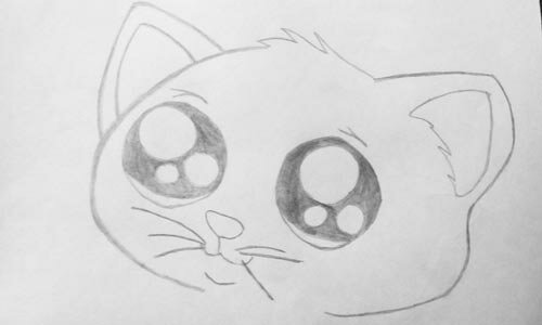 Как нарисовать милого котика карандашом поэтапно