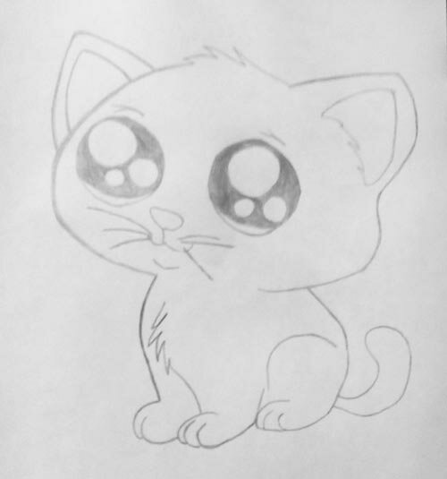Как нарисовать милого котика карандашом поэтапно