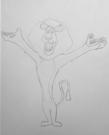 Как нарисовать льва Алекса из Мадагаскара