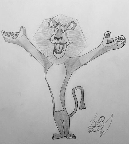 Как нарисовать льва Алекса из Мадагаскара