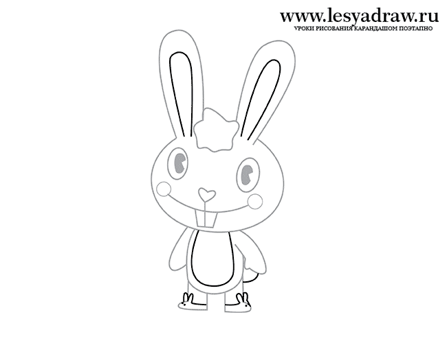 Как нарисовать кролика Лапочку из мультика «Веселые лесные друзья»