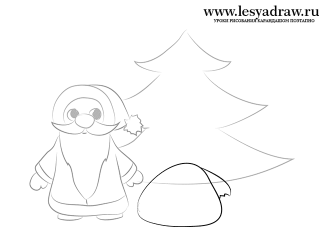 Как нарисовать елку и Деда Мороза