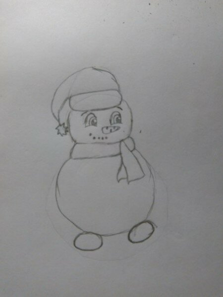 Как нарисовать милого снеговичка в шарфике