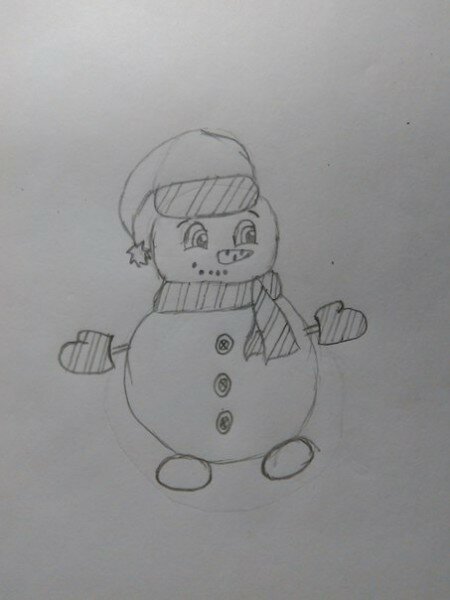 Как нарисовать милого снеговичка в шарфике