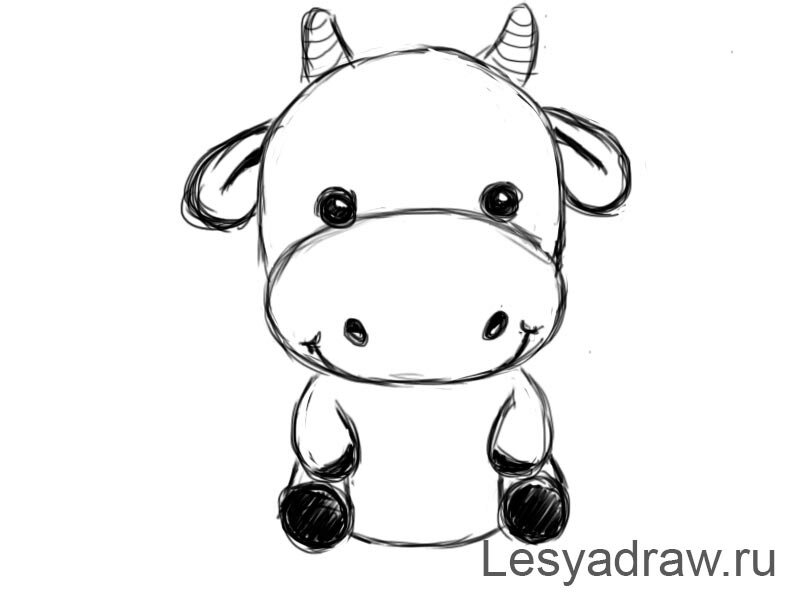 Как нарисовать быка легко для детей